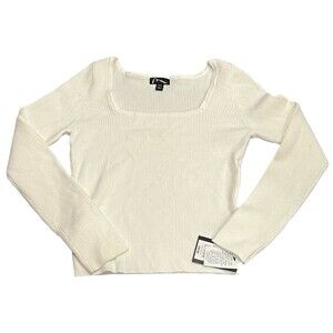 Girl's Ribbed Square Neck Long Sleeve Sweater Size L (10-12)
